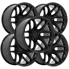 (Set of 5) Fuel FC854 Flux 6 20x9 6x5.5" +1mm Gloss Black Wheels Rims 20" Inch