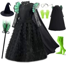 Black Girls Witch Costume Dress Set Size 9-10 Years Kids Halloween Costume