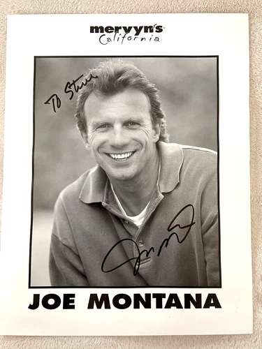 Joe Montana 8 x 10" B & W autographed photo - personalized "To Steve"