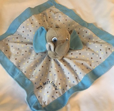 Garanimals My Best Friend Blue Stars Elephant Baby Security Blanket Lovey Satin