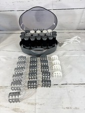 VTG Remington Hair Rollers KF-201 Flocked Wax Core 20 Hot Curlers 20 Clips Blk