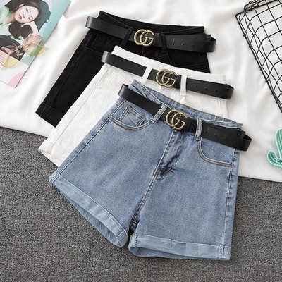 Freizeitkleidung hohe Taille Shorts weites Bein Shorts lockere Passform Shorts B