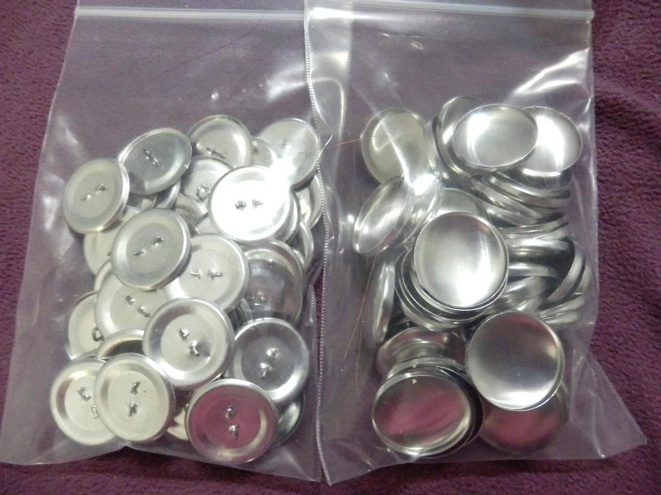 About 100 Metal Button Blanks to Make Approx. 1 & 2 Inch Fabric Buttons see desc - Image 3 of 4