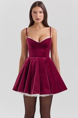 House of CB, Minimoiselle burgundy velvet tulle mini dress, xs, brand new w tags