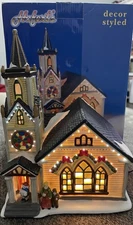 TESTED! Hofert's Porcelain Fiber Optic Church Christmas Village #6403 W/ BOX