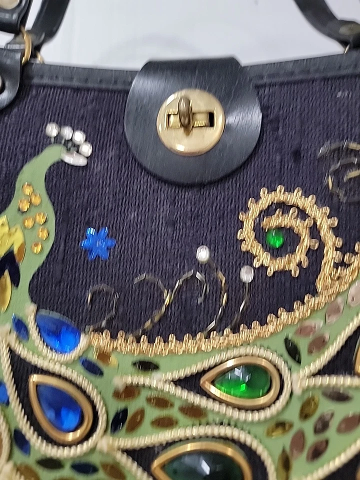 Винтажный 60-х Enid Collins Павлин сумка сумочка Дамская сумка женщин 1960-х со стразами - Изображение 3 из 4