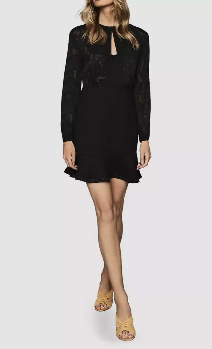 Long sleeve ruffle mini cheap dress