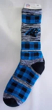 Carolina Panthers Men's Socks Large Size 10 to 13 Double Plaid
