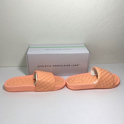APL Lusso Slide Sandals Leather Slip On Quilted Flats Neon  display picture 2