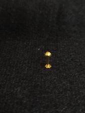 3.70mm Plain Diamond Cut Ball Nose Stud Ring Piercing 14k Solid Yellow Gold