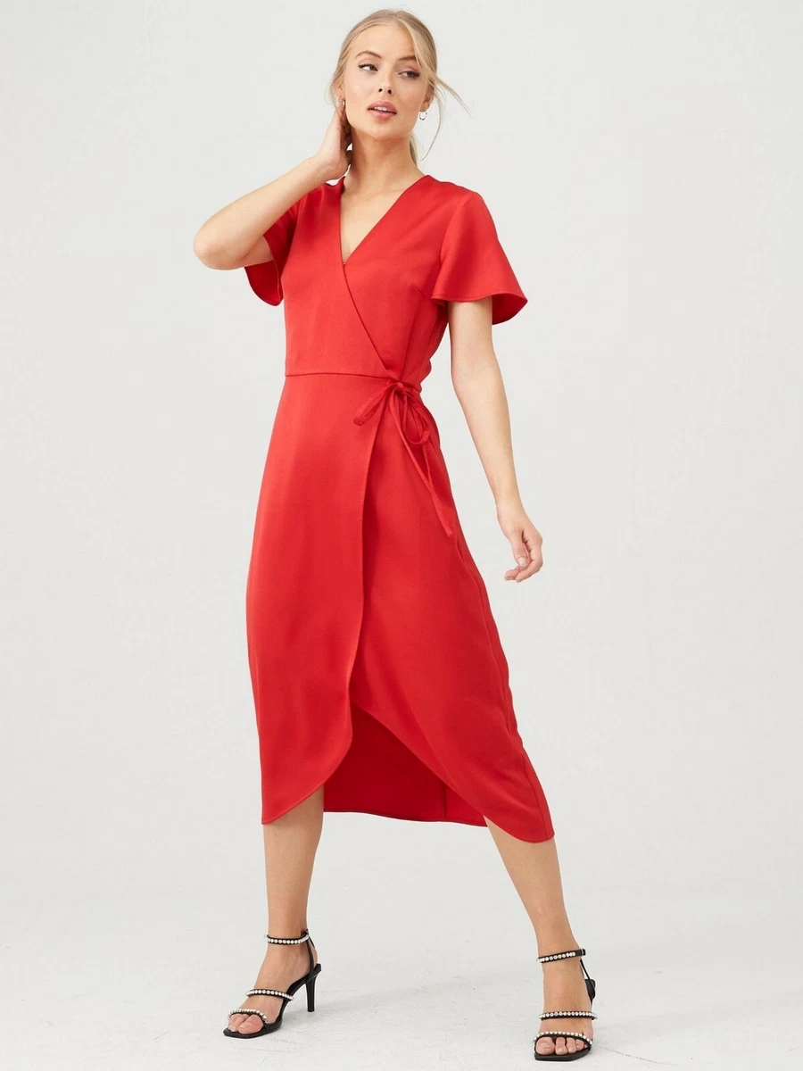 Warehouse red wrap clearance dress