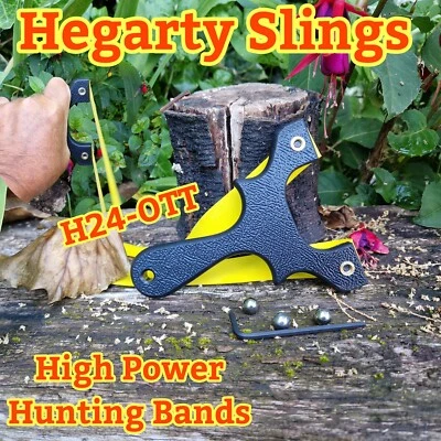HEGARTY SLINGS H24-OTTCATAPULT SLINGSHOT SNIPERSLING CATAPULTA/ESLINGSHOT, H24-OTT, CON ABRAZADERAS DE BANDA, ESLINGAS HEGARTY, CAZA, NEGRO