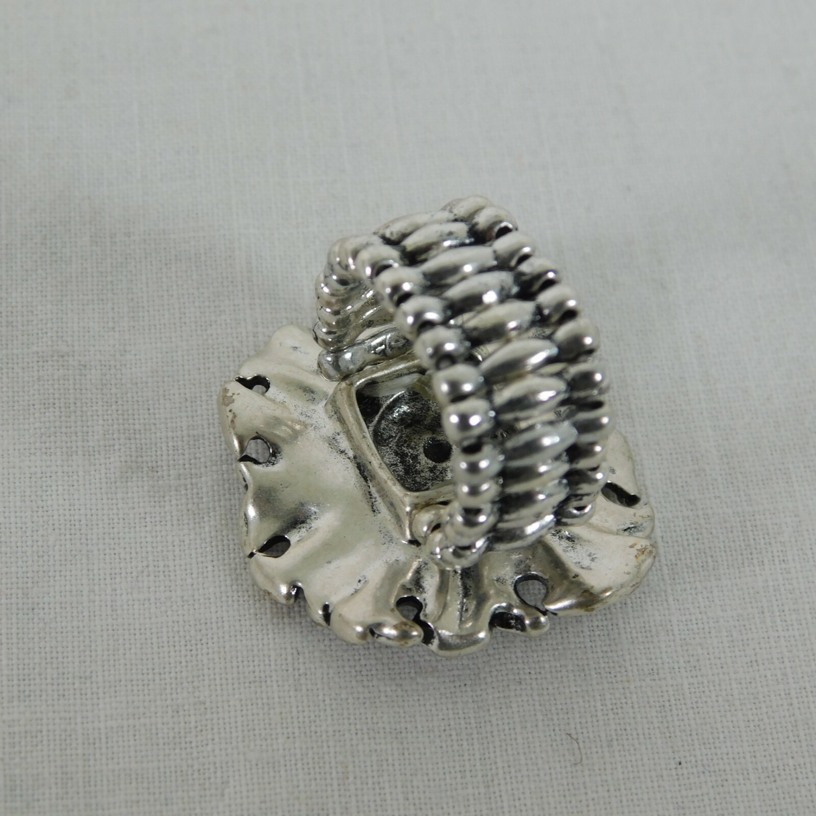Flower Stretch Ring Rhinestone Cluster Bling Silv… - image 10