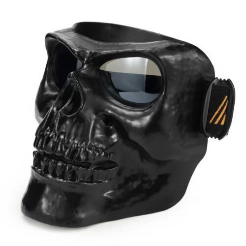 Motorcycle Face Shield Helmet skull Mask Goggles Dust-proof Black White - Picture 14 of 21