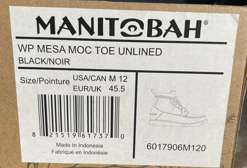 NEW in box Manitobah Mukluks Mesa Moc Toe Unlined boot MENS black size 12 - Picture 5 of 20