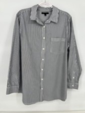 Banana Republic Dress Shirt Men's Sz XL Gray White Stripe Long Button Slim Fit