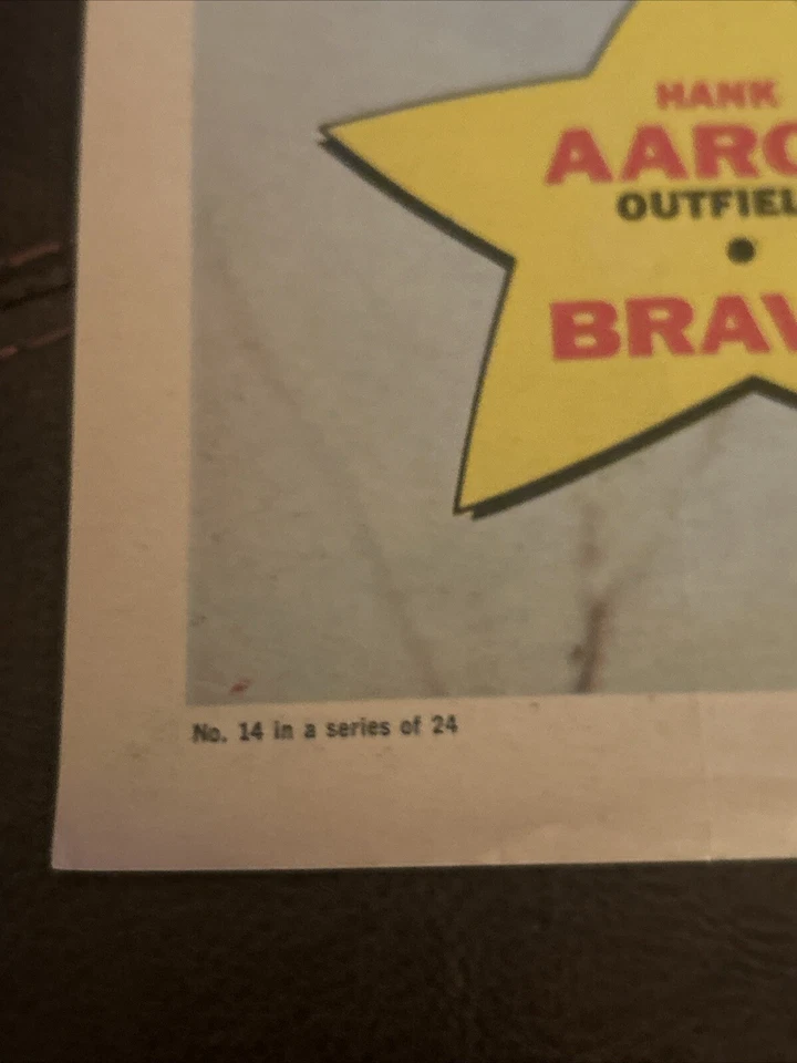 Póster Topps 1968 #14 de 24 Hank Aaron Atlanta Braves 10" x 18" Foto 2 de 3
