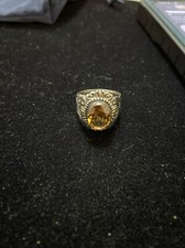 Natural Citrine And Silver With 18K Yellow Gold Accents Solitaire Ring