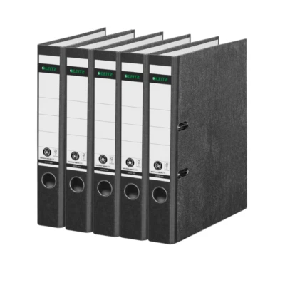 5x Leitz Ordner 1050 DIN A4 Ordner Büro 52mm 180°-Mechanik Wolkenmarmor schwarz