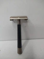 Vintage 1960's Schick Safety Razor  Black Handle With Metal Flare Tip