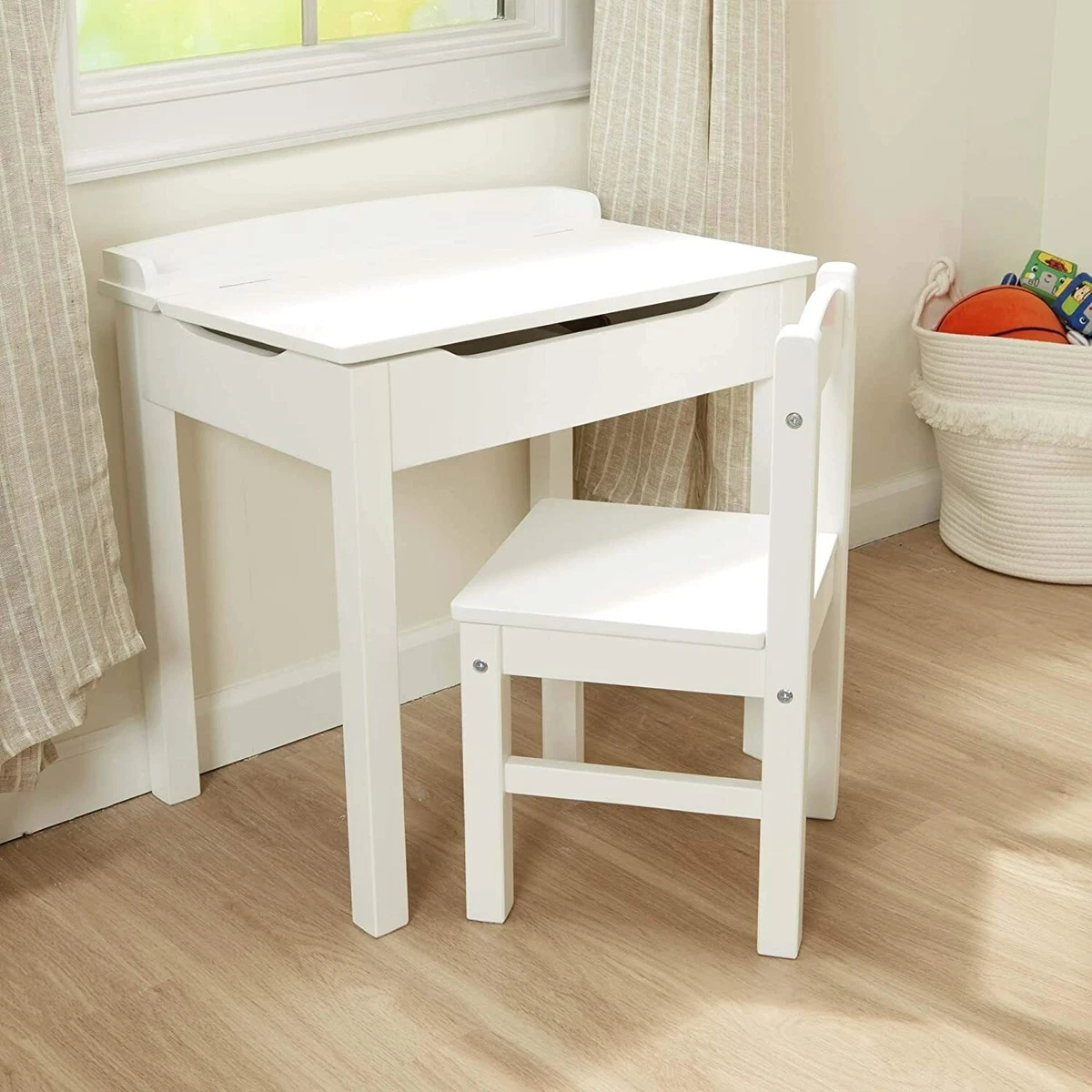 Melissa Doug Wooden Lift Top Desk Chair White eBay