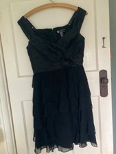 JS Boutique Black tiered evening dress,short,strappy size 10 preowned VGC Prom?