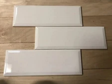 1 Tile BEVEL Subway 4"x12" American Olean Gloss White  SL10412MDBHC1P2