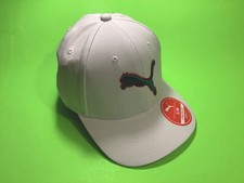 PUMA Stretch Fit Adult Hat Size S/M White w/Green, Red NEW