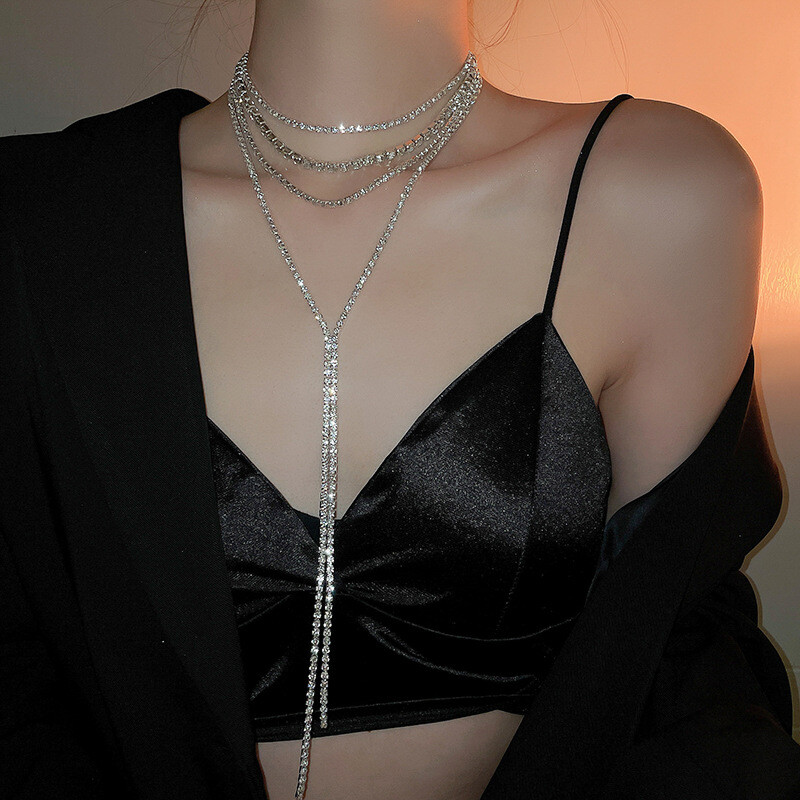 Diamond-studded Chain Necklace Clavicle Gift Pendant Adornment Trinket Bauble