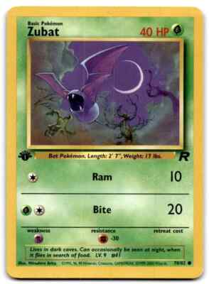 Zubat 70/82 Team Rocket 1st Edition Common Light Play Pokemon DNA GAMES