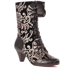 Poetic Licence by Irregular Choice Lady Victoria Floral Sequin Boots Size 5.5