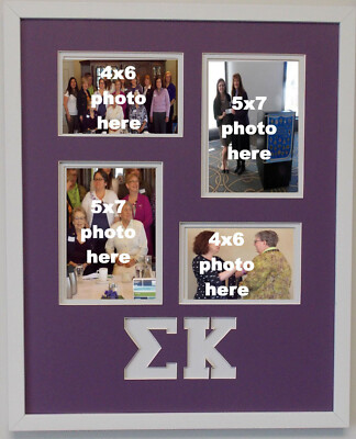 Sigma Kappa Sorority Licensed 16x20 Picture Frame Collage wall mount 2-4x6 2-5x7