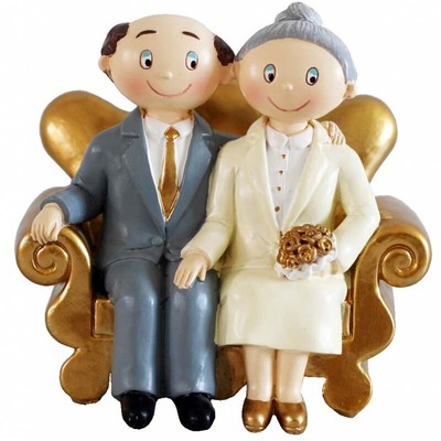 Figurine De Gateau Noces D Or Decoration Tarte Or Jeunes Maries Thron Canape Ebay