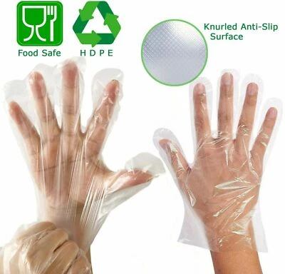 HANDY HOMES 100-500 Disposable Plastic Gloves PE Polythene Clear Catering Food Car Safe Prep