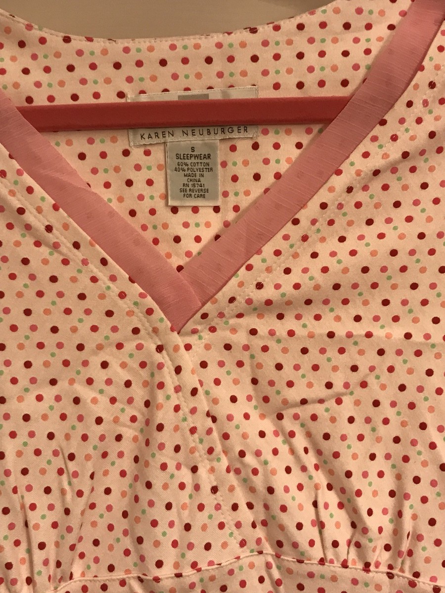 NWT Karen Neuburger Pajama Set S/S Top Set Pink Polka Dots Cute