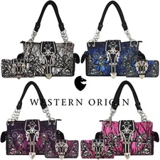 Camouflage Buckle Western Concealed Carry Purse Women Country Handbag Wallet Set