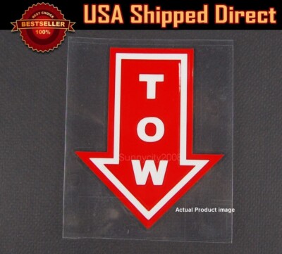 4.5'' x3.75'' Bumper Red WaterProof Tow Arrow Point Sticker Vinyl For  Honda Acura