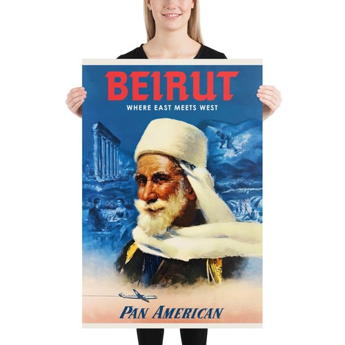 Beirut, Pan American, Lebanon, 1950s — retro vintage travel poster - Picture 11 of 12
