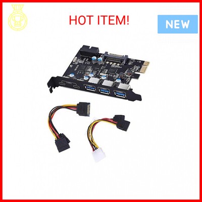 PCI-E to Type C (2),Type A (3) USB 3.0 5-Port PCI Express Expansion Card Expandi