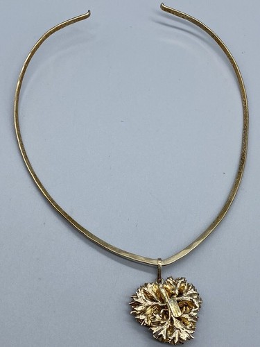 Vintage Sterling Silver 925 Gold Plated FLORA DANICA Parsley Pendant & Choker - Picture 7 of 19