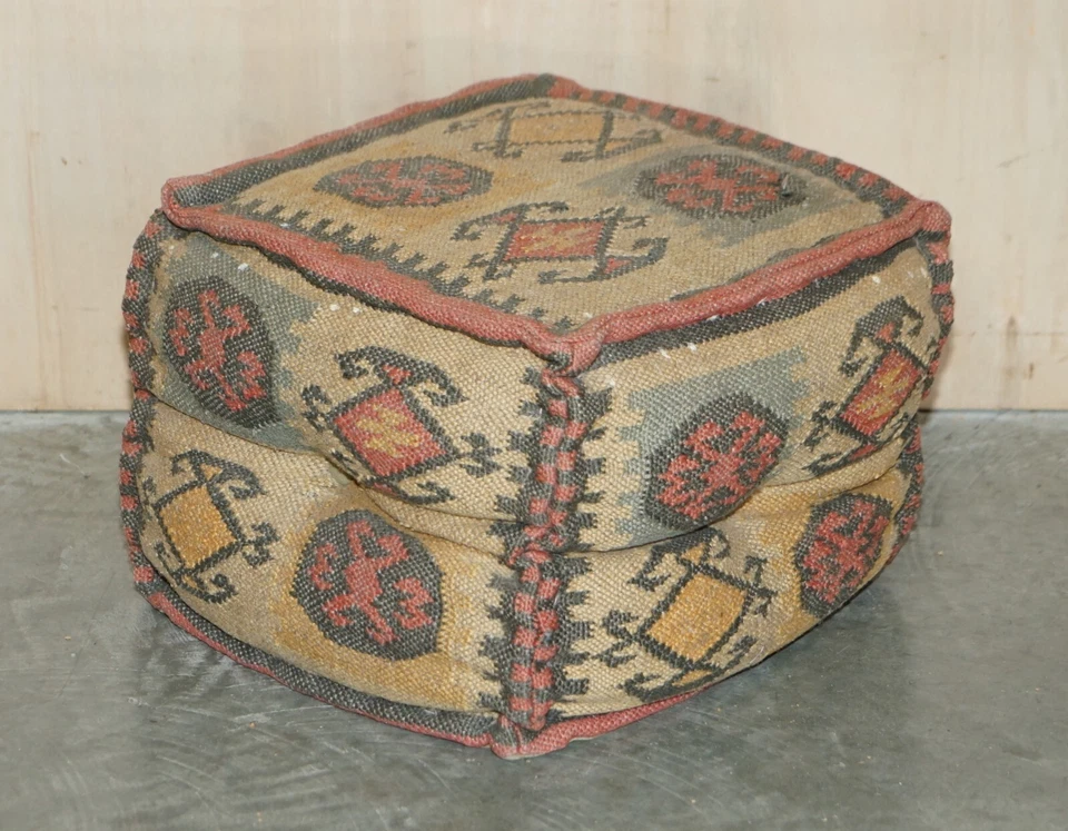 SUITE OF 4 VINTAGE CIRCA 1960'S GEORGE SMITH STYLE KILIM FOOTSTOOL CUBE STOOLS - Image 2 of 4