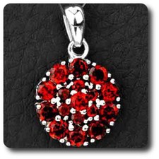 Pendente Granato Argento 925 + Placcato Oro Bianco 14 K.