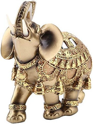 Goldene Polyresin Elefant, Ornamente Statue Skulptur Stamm Reichtum Glücklich Sa
