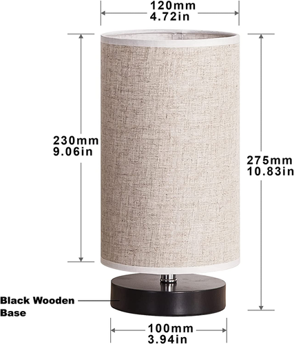 Table Lamp, Bedside Nightstand Lamp, Simple Desk Lamp, Fabric Wooden Table Lamp - Picture 4 of 12
