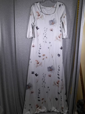 White Floral Dress Womens Large