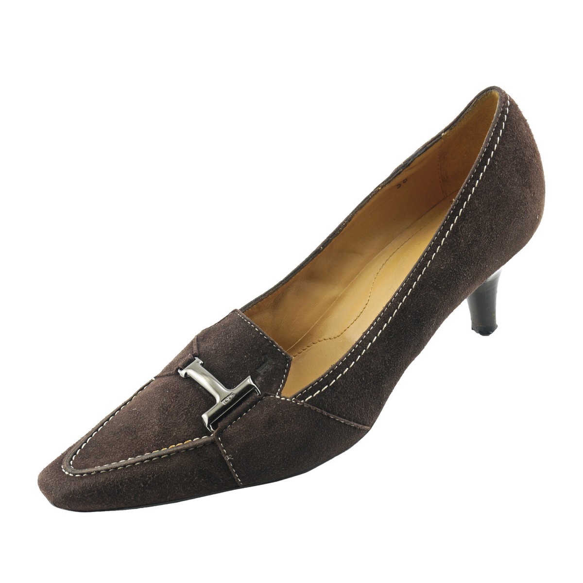 TOD'S Suede Leather Pumps Heels 36 EU 6 US Dark Brown