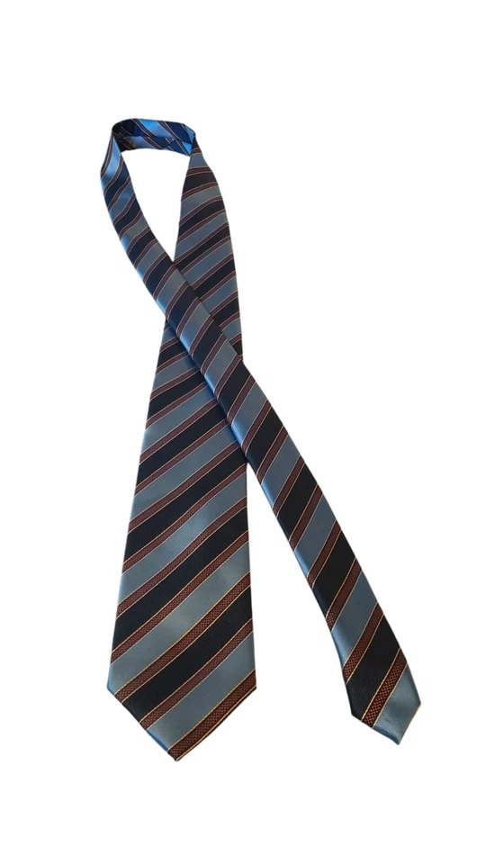 Creazioni Tucci Firenze Mens Luxury Tie Silk Necktie Italy 100% Silk Blue Stripe - Image 3 of 4