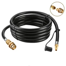 12 FT Propane 1/4" Quick Connect Hose for RV to Gas Grill with 1LB Brass Adapter