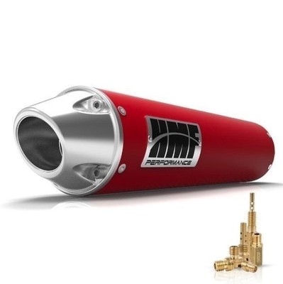 HMF PERFORMANCE SLIP ON EXHAUST RED W/ BRUSH EURO CAP + JET KIT TRX 250X 87 - 92