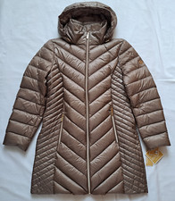 Michael Kors DA Daunen Stepp-Mantel L ca.42/44 Nylon taupe leicht Kapuze UVP270